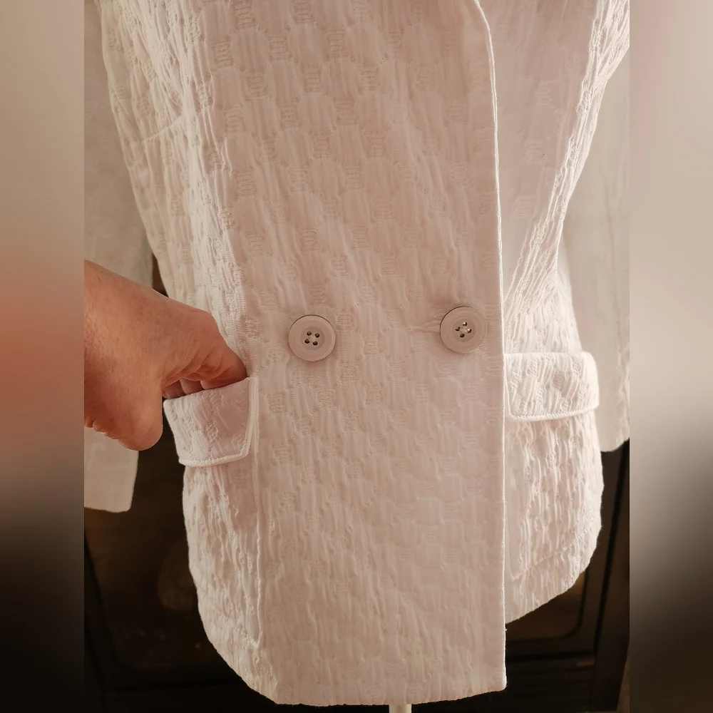 CAbi Club Double Breasted White Women's Blazer M